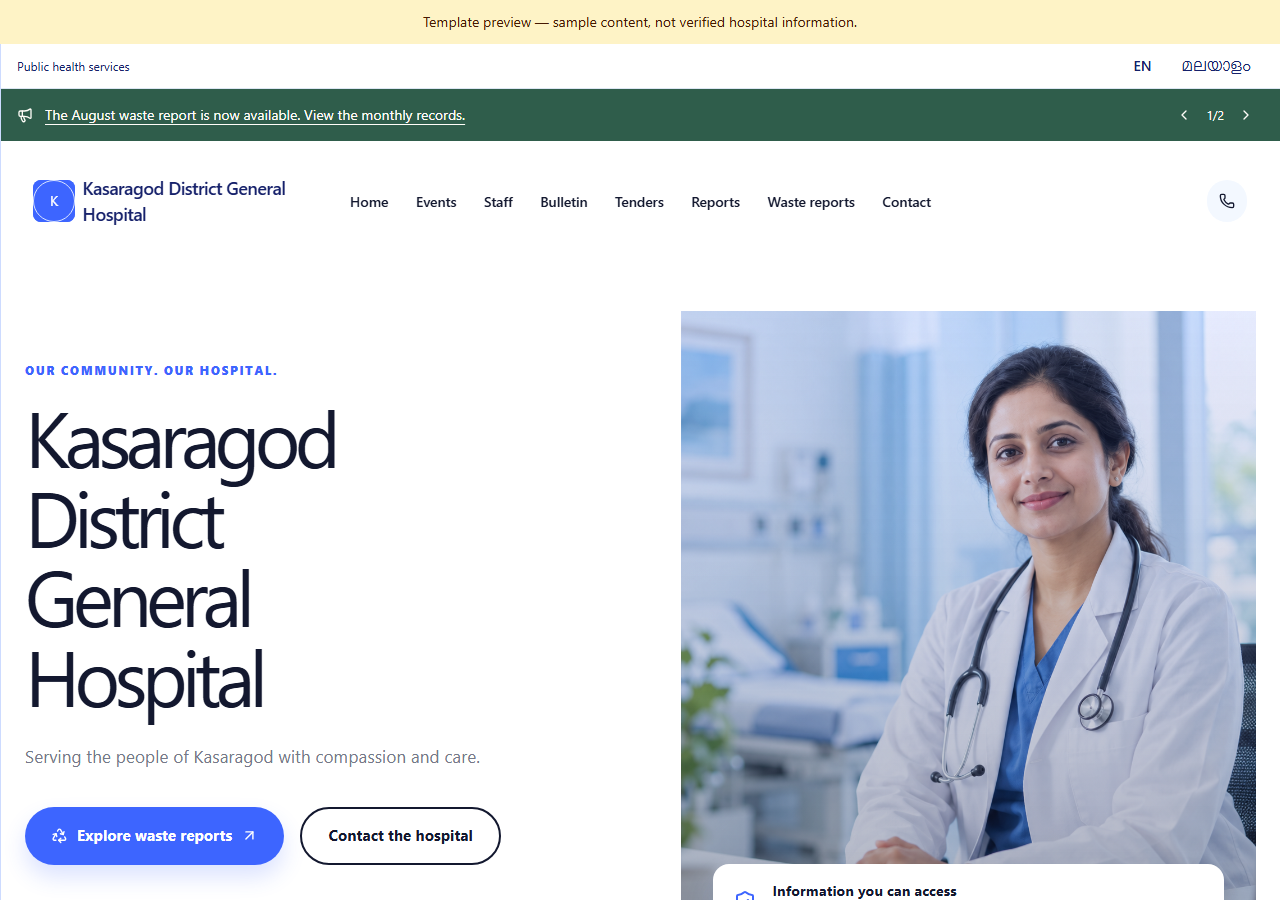 Doctr Care desktop hospital template